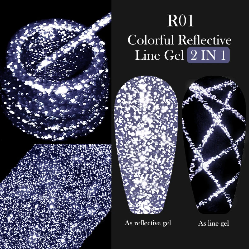 LILYCUTE 5ml Metallic Gold & Silver Mirror Liner Gel - Super Bright French Nail Art