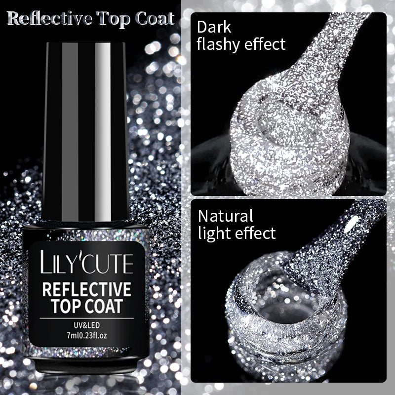 LILYCUTE 5ml Reflective Glitter Liner Gel - Champagne Sparkling Lines for French Nail Art