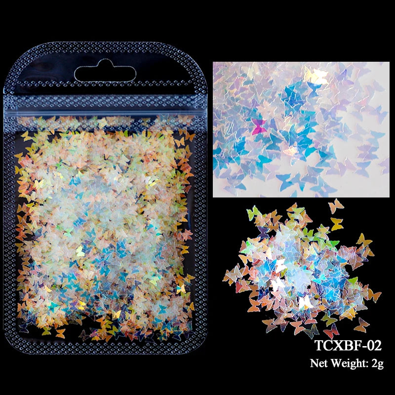 2g Holographic Nail Art Glitter Sequins - Laser Star Butterfly AB Paillette DIY Decorations