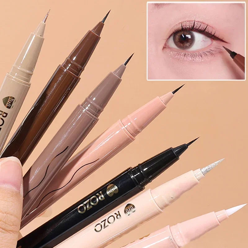 7-Color Glitter & Matte Eyeliner Pencil Set - Diamond, Champagne Gold & Lying Silkworm