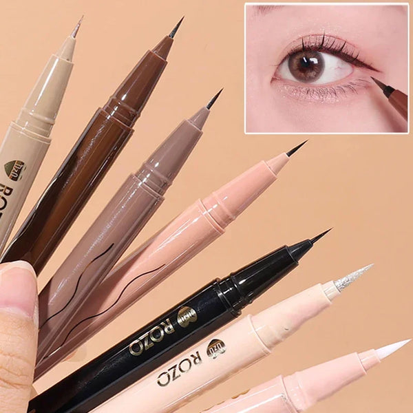 7-Color Glitter & Matte Eyeliner Pencil Set - Diamond, Champagne Gold & Lying Silkworm