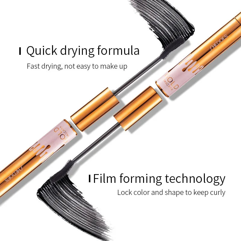 Thick Curly Gold Tube Mascara - Waterproof, Non-Smudging & Lengthening