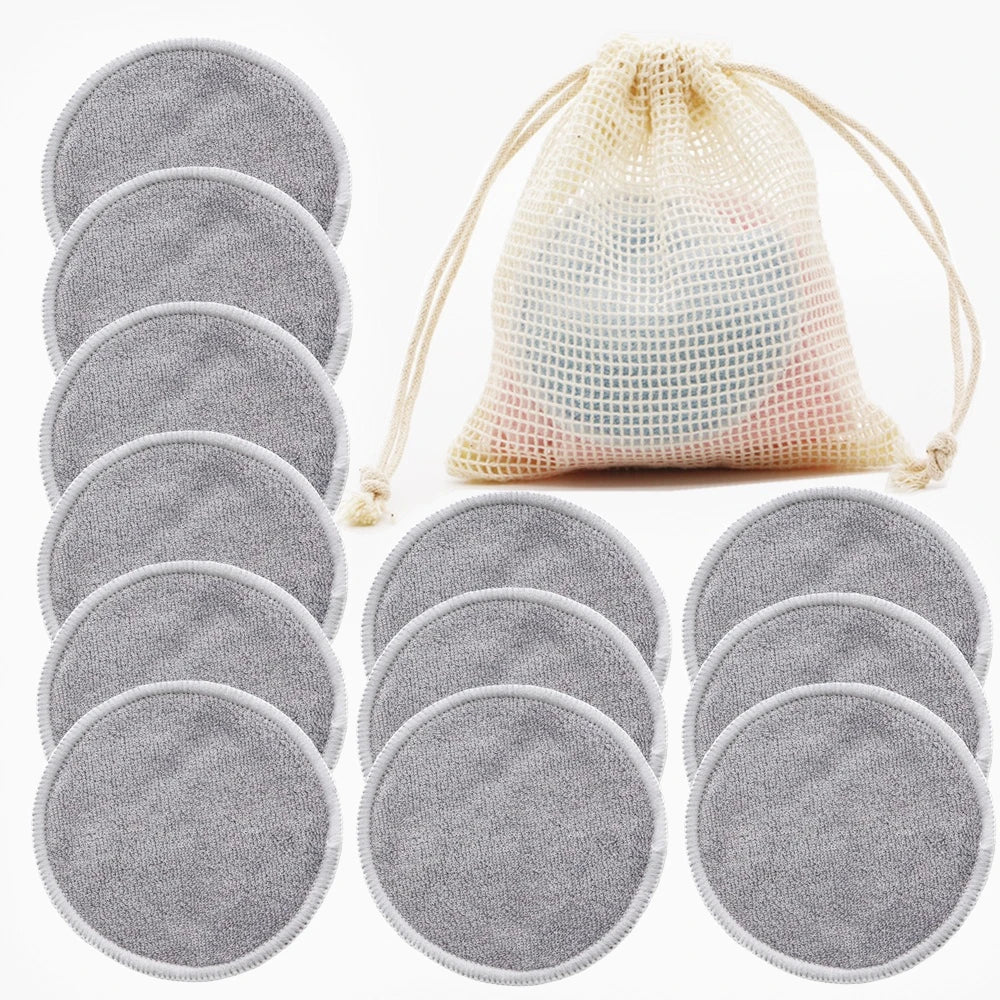 Sywinas Reusable Bamboo Makeup Remover Pads 12pcs - Washable Facial Cleansing Rounds