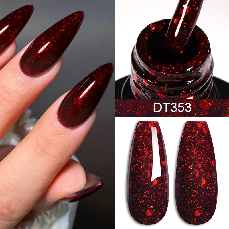 MEET ACROSS 7ml Wine Red Gel Polish - Long-Lasting French Style Nail Art Varnish