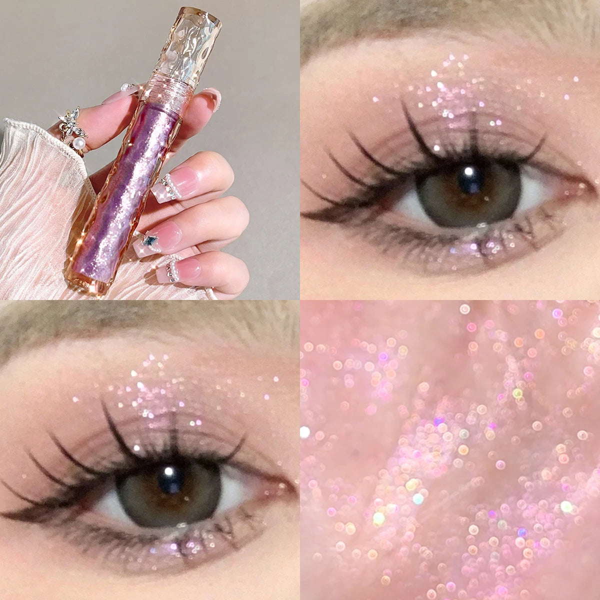 Sparkling Liquid Eye Shadow - Pearlescent Diamond Highlight & Silkworm Shimmer