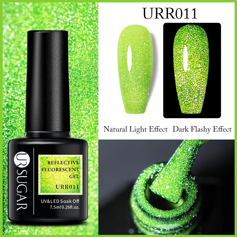 UR SUGAR 7.5ml Reflective Glitter Gel Polish - Pink Sequins UV Soak-Off Semi-Permanent