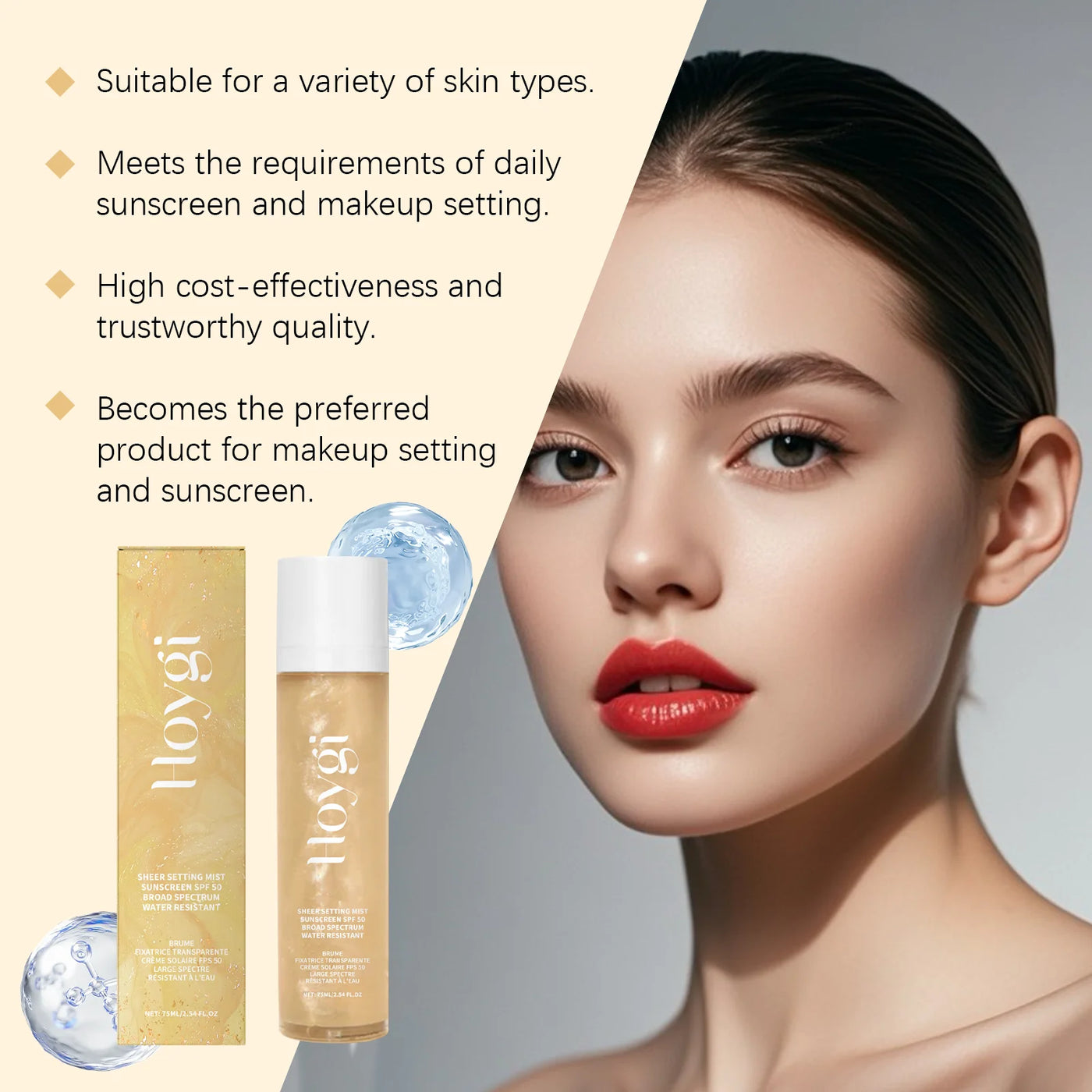SPF 50+ Makeup Setting Spray - Oil Control, Waterproof & Sun Protection Face Mist