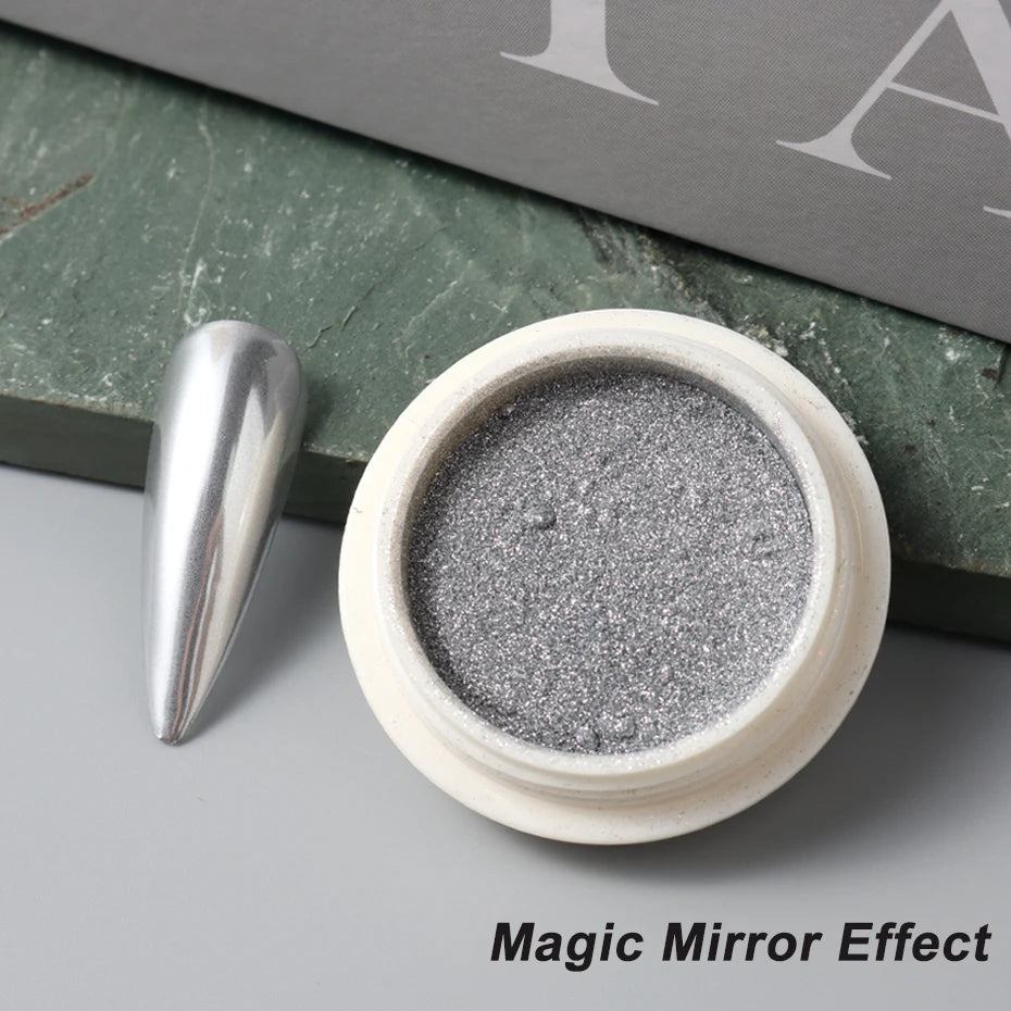 Silver Cat Eye Magnetic Chrome Powder - Moonlight Mirror Metallic Nail Pigment