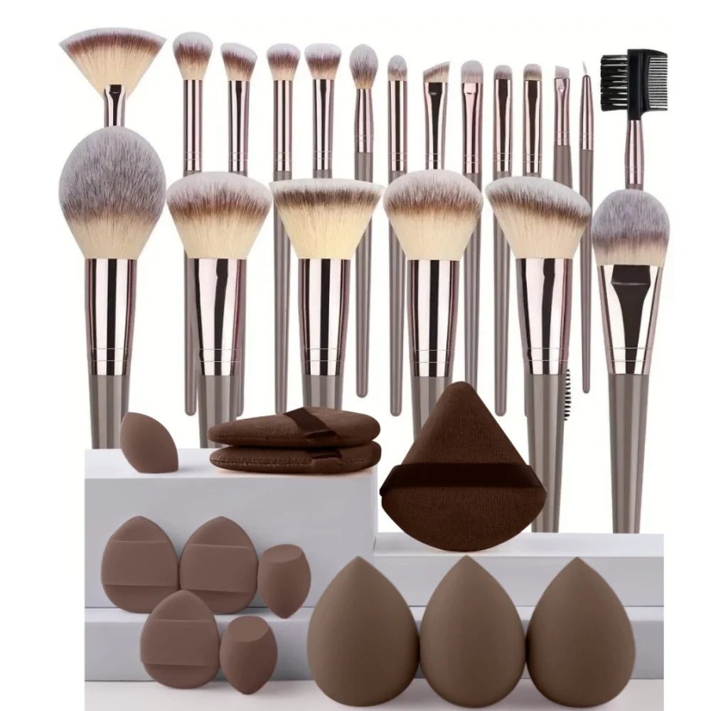 Professional 3-20 Piece Makeup Brush Set - Fluffy Foundation, Eyeshadow & Kabuki