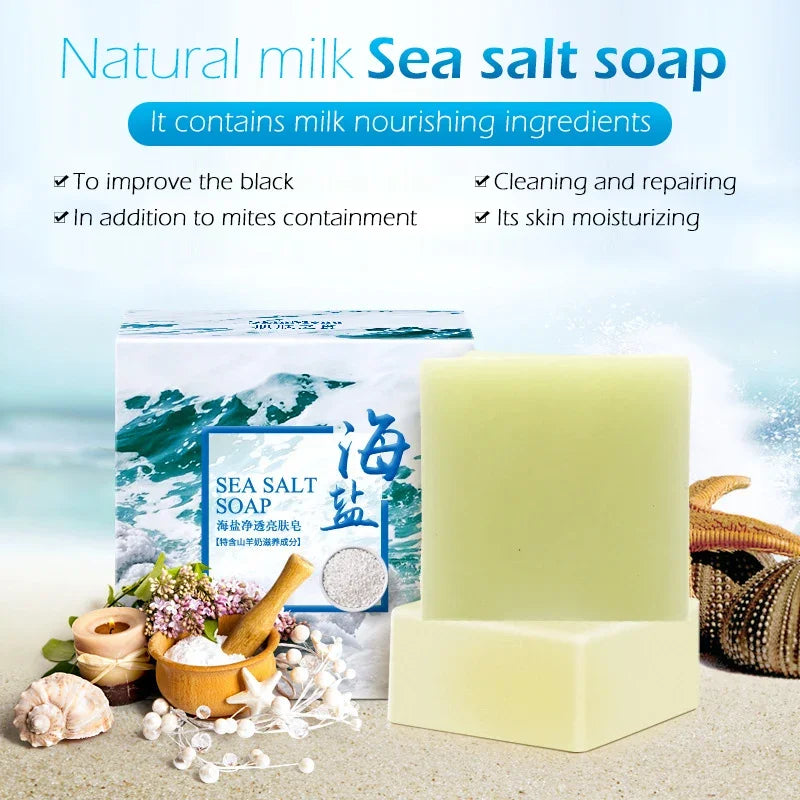 Sea Salt Whitening & Moisturizing Soap - Pore Cleansing, Acne & Pimple Treatment Bar