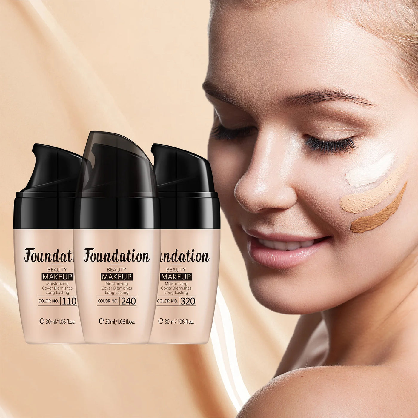 LAIKOU 30ml Hydrating Liquid Foundation - Full Coverage Creamy Natural Finish