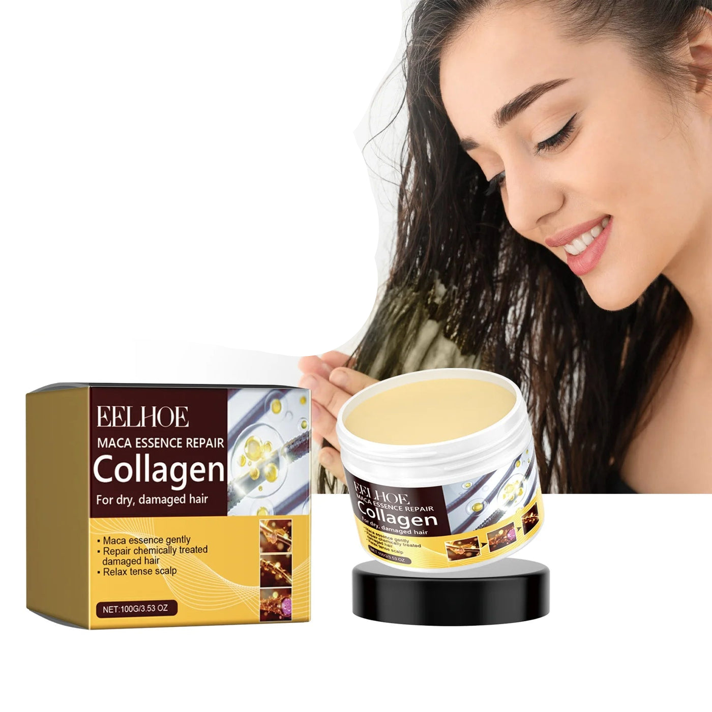 EELHOE Collagen Hair Mask - Frizz Reduction, Anti-Splitting & Softening Treatment
