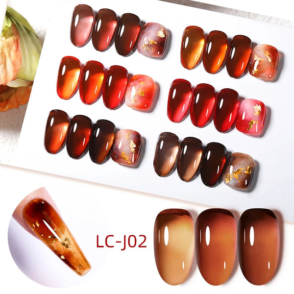 LILYCUTE 7ml Jelly Amber Dark Bloom Leopard Gel Polish - Semi-Permanent UV Nail Art