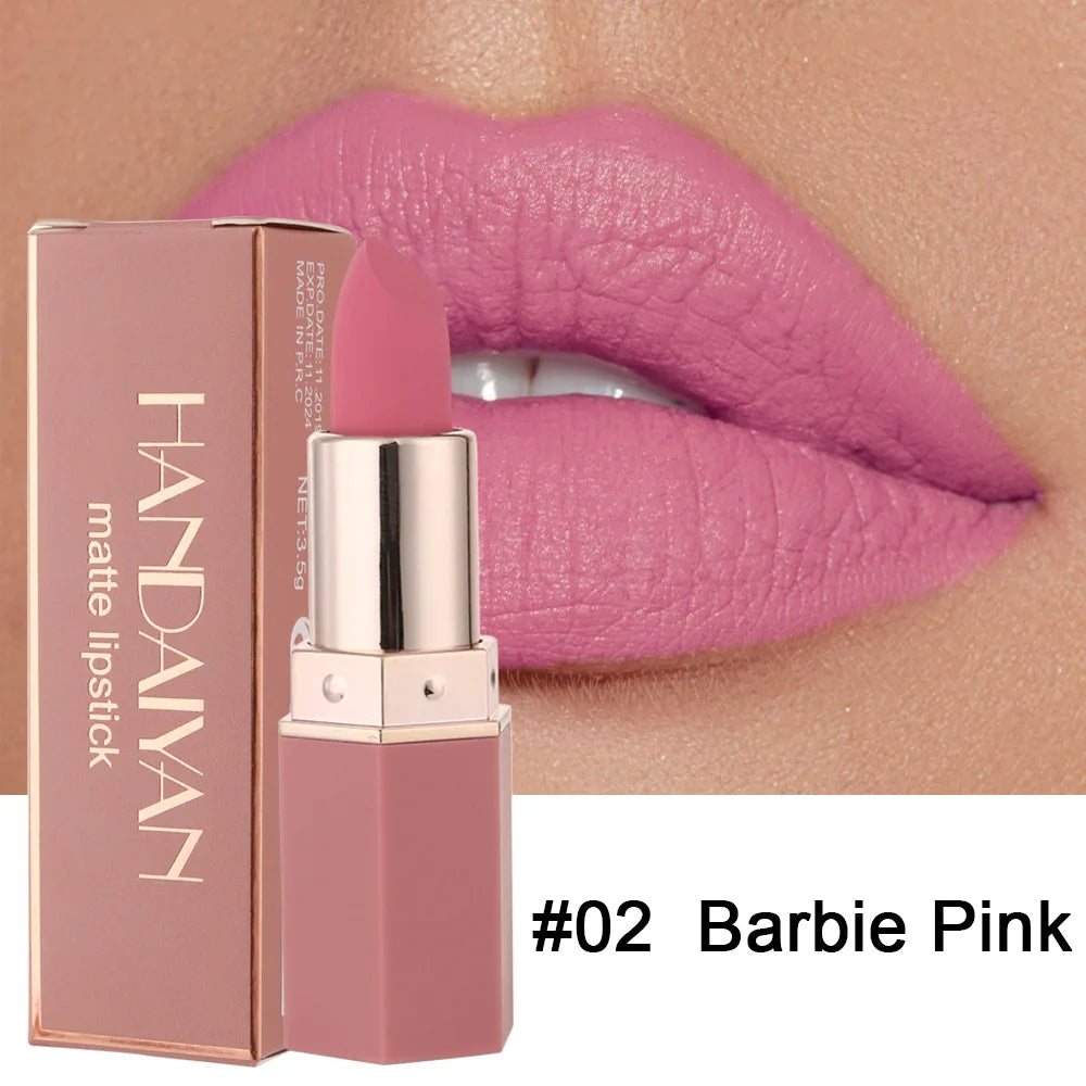 Handaiyan 6-Color Matte Velvet Lipstick Set - Waterproof Nude, Red & Brown Pigments