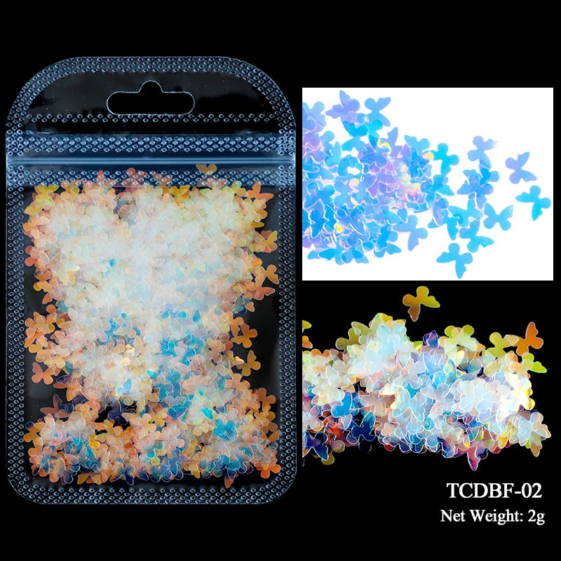 2g Holographic Nail Art Glitter Sequins - Laser Star Butterfly AB Paillette DIY Decorations