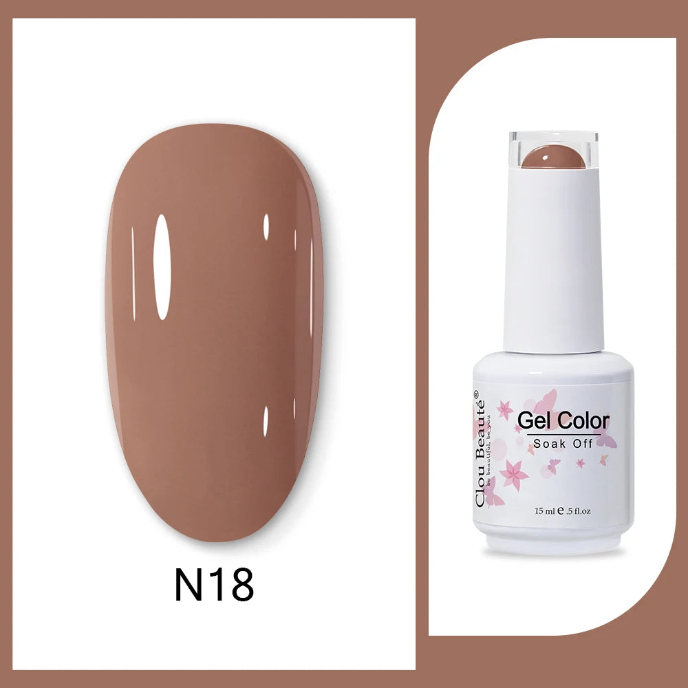Clou Beaute 15ml HEMA & TPO Free Gel Polish - Army Green Organic Semi-Permanent Nail Art