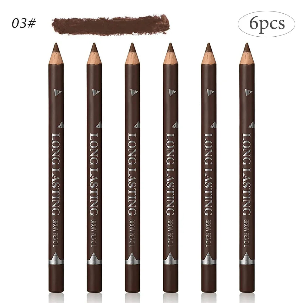 6/12-Pack Waterproof Eyebrow Pencils - Professional Natural Black & Brown Set