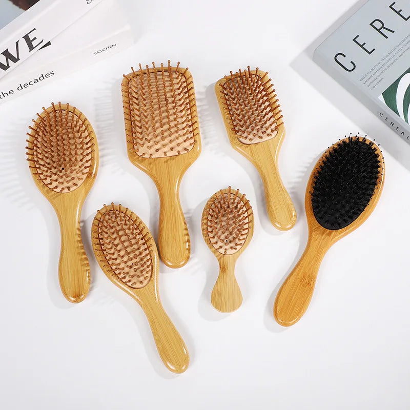 Sdottor Bamboo Airbag Hair Brush - Anti-Static Scalp Massage Comb for Hair Loss Reduction