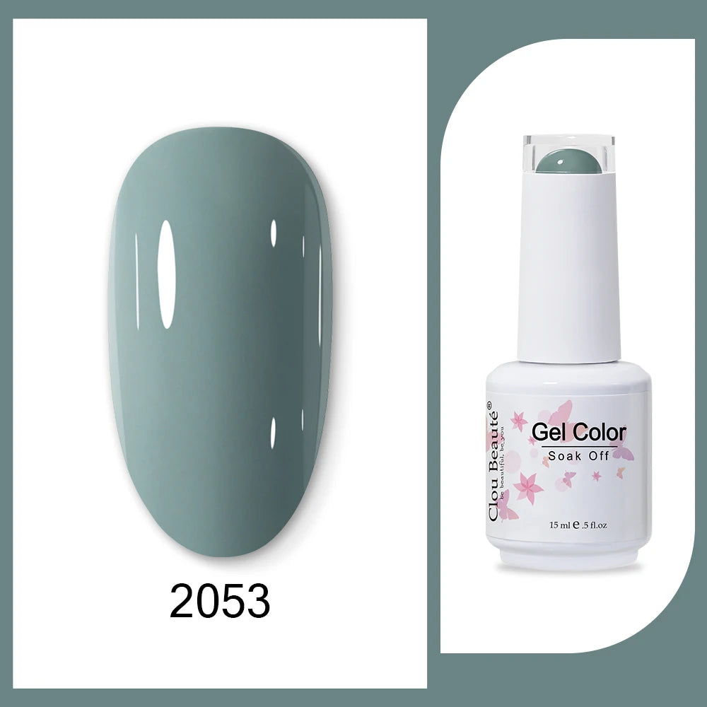 Clou Beaute 15ml HEMA & TPO Free Gel Polish - Army Green Organic Semi-Permanent Nail Art