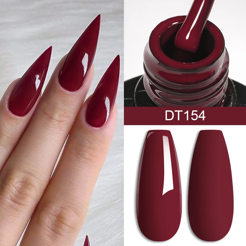 MEET ACROSS 7ml Wine Red Gel Polish - Long-Lasting French Style Nail Art Varnish