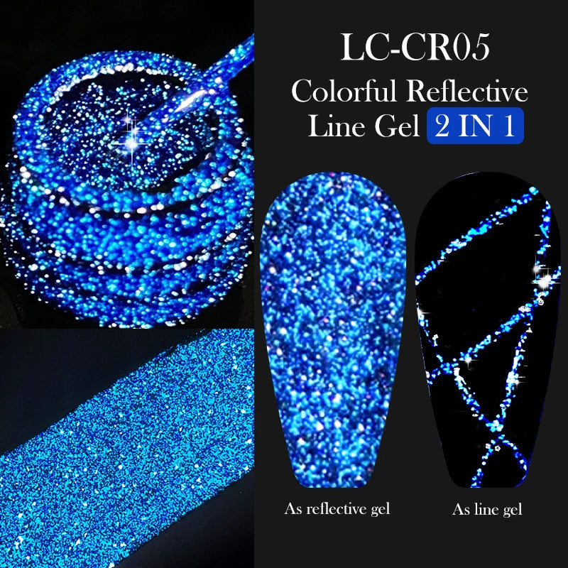 LILYCUTE 5ml Metallic Gold & Silver Mirror Liner Gel - Super Bright French Nail Art
