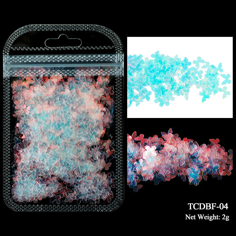 2g Holographic Nail Art Glitter Sequins - Laser Star Butterfly AB Paillette DIY Decorations