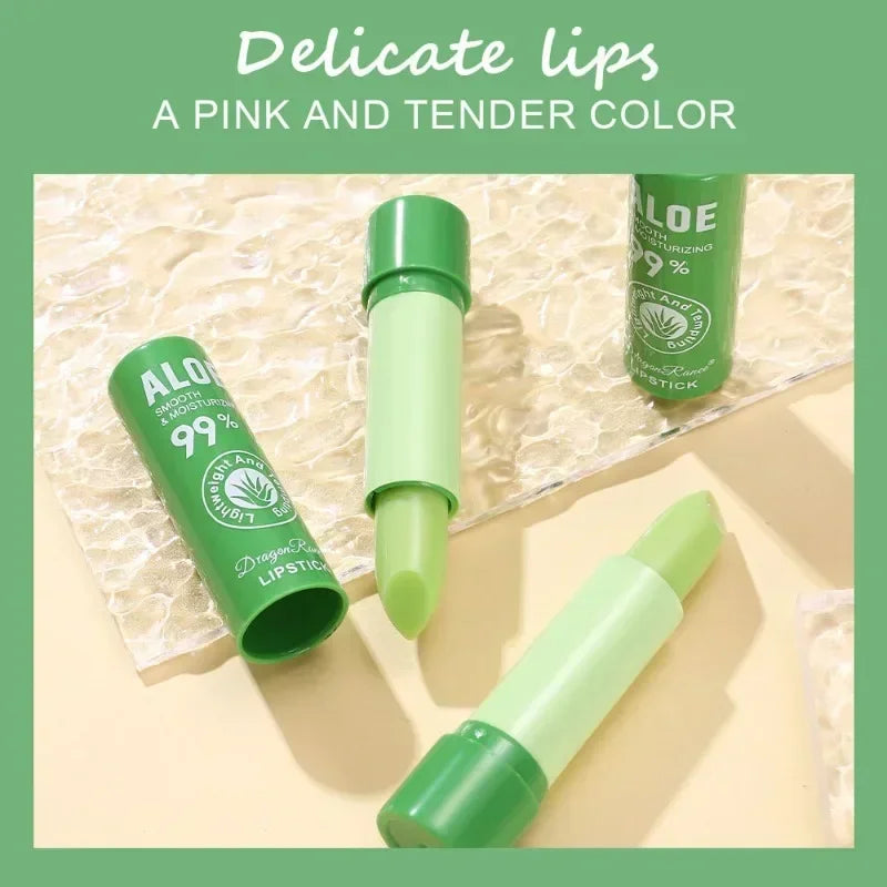 Aloe Vera Colour-Changing Lip Balm Stick - Moisturizing Hydrating Watery Unisex Care