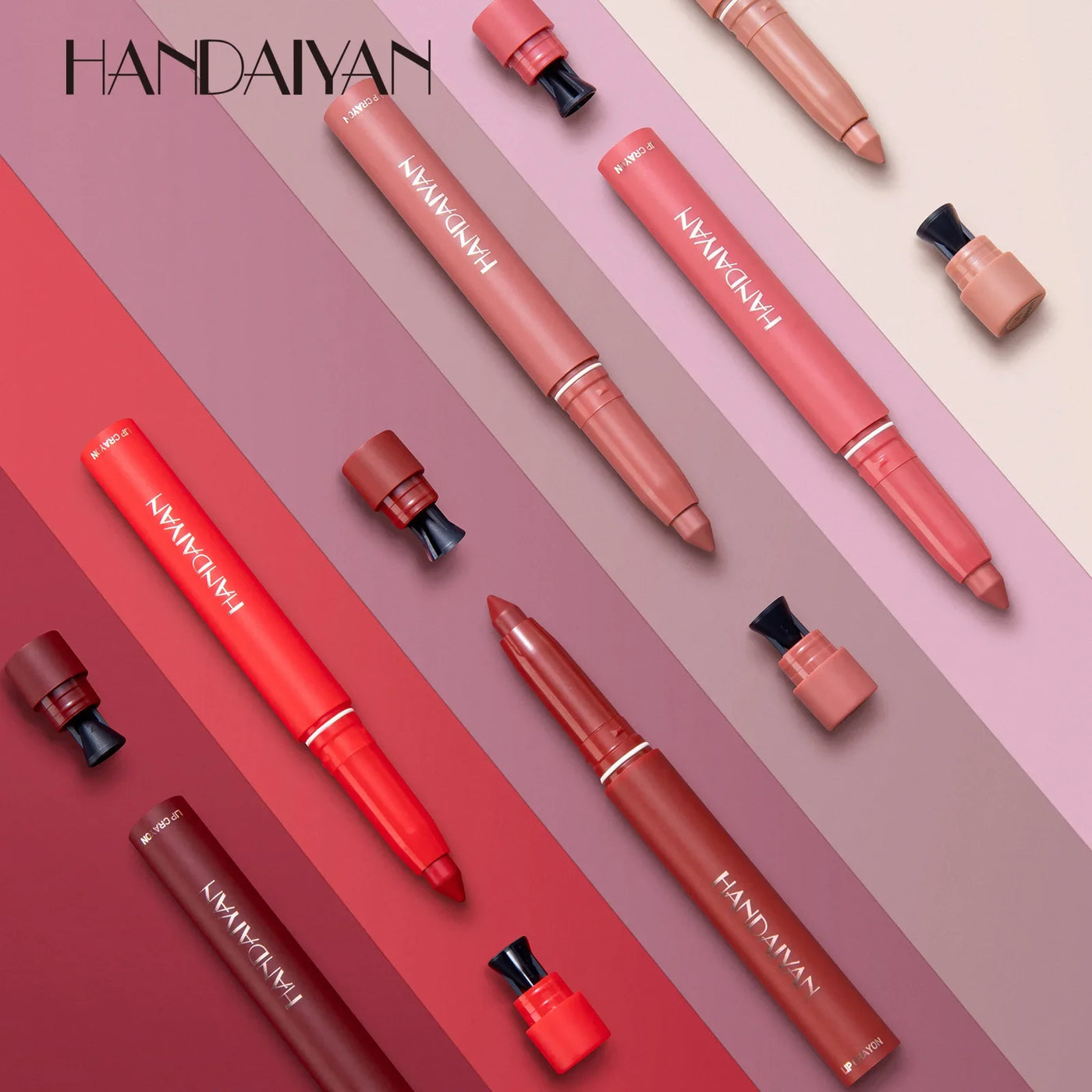 12-Color Pink Velvet Matte Lip Liner Pencil Set - Waterproof Plumping Crayon