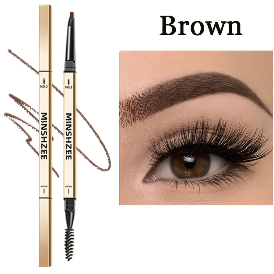 MINSHZEE Double-Head Waterproof Matte Eyebrow Pen - Non-Smudge Tint with Brush