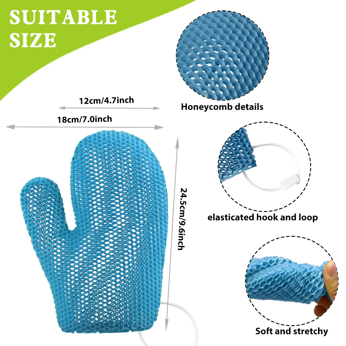 Honeycomb TPU Exfoliating Shower Glove - Antibacterial, High Elasticity Body Scrub
