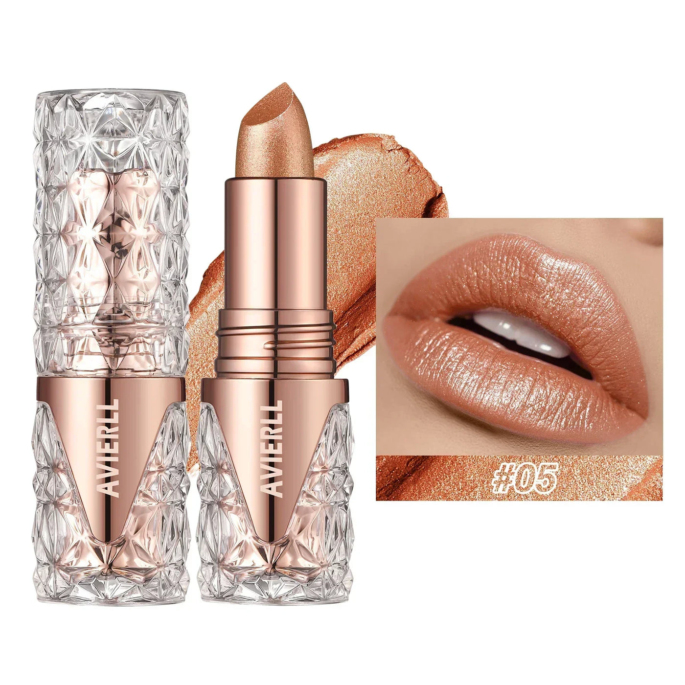XMSJ Quicksand Gold Fine Glitter Lipstick - Moisturizing Silky Mermaid Shades