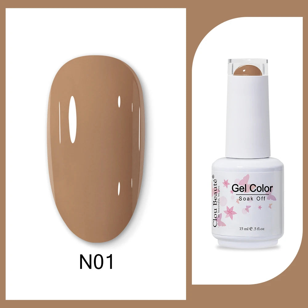 Clou Beaute 15ml HEMA & TPO Free Gel Polish - Army Green Organic Semi-Permanent Nail Art
