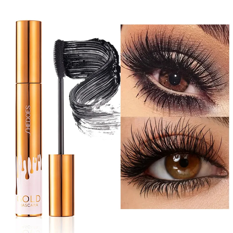 Thick Curly Gold Tube Mascara - Waterproof, Non-Smudging & Lengthening