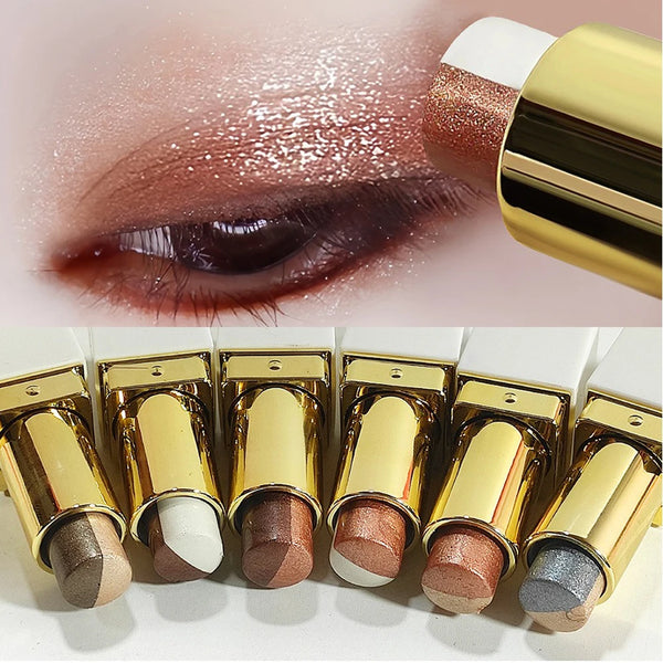Double Color Eyeshadow Stick - Glitter Shimmer & Metallic Highlight Duo