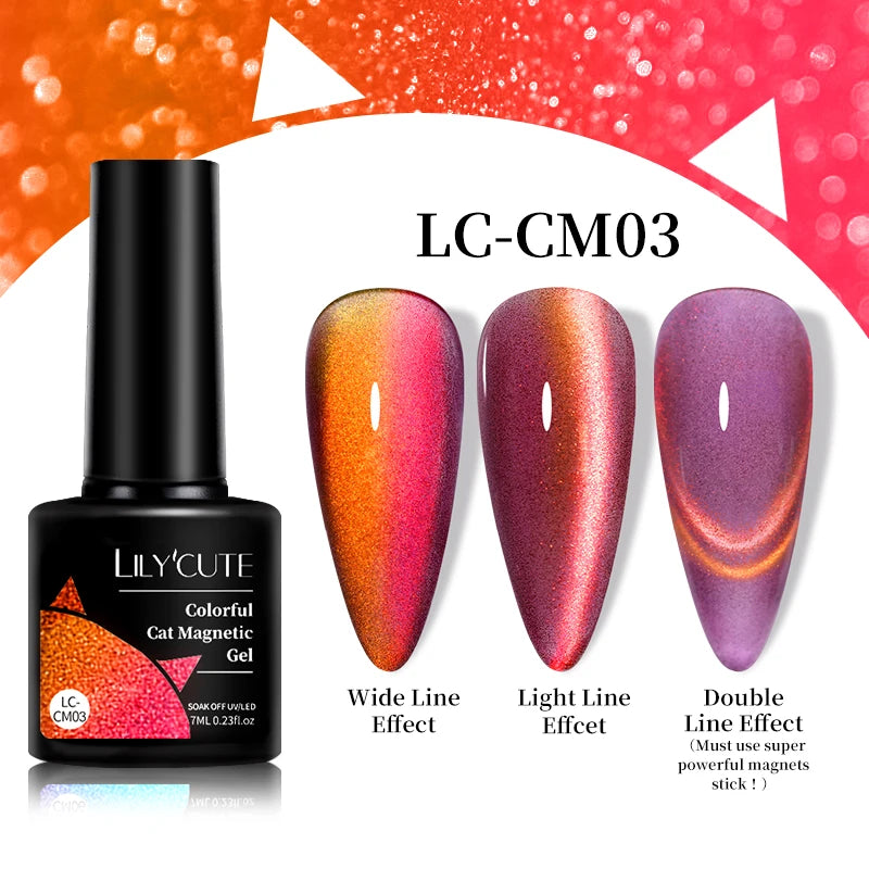 LILYCUTE 9D Cat Eye Magnetic Gel Polish 7ml - Iridescent UV/LED Soak-Off Nail Art