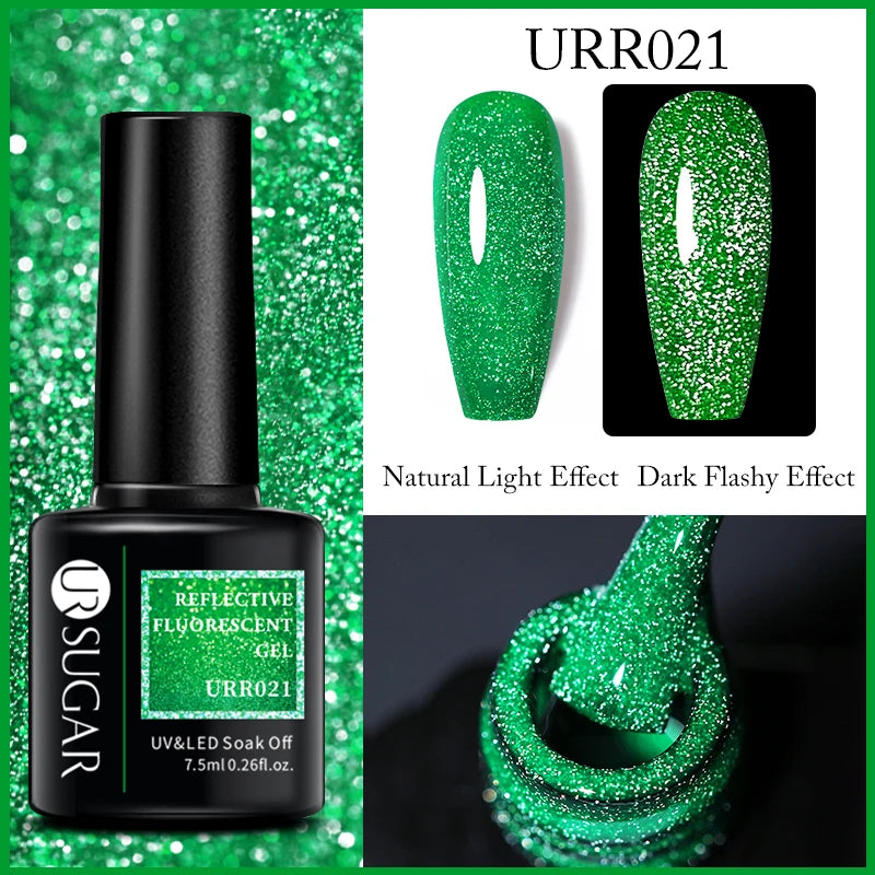 UR SUGAR 7.5ml Reflective Glitter Gel Polish - Pink Sequins UV Soak-Off Semi-Permanent