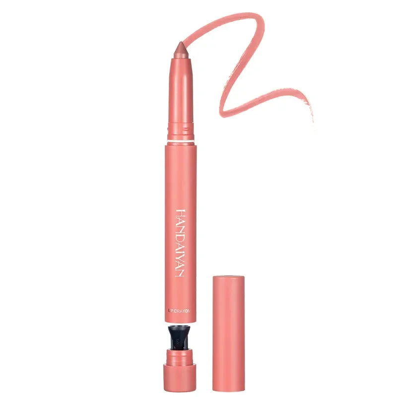 12-Color Pink Velvet Matte Lip Liner Pencil Set - Waterproof Plumping Crayon