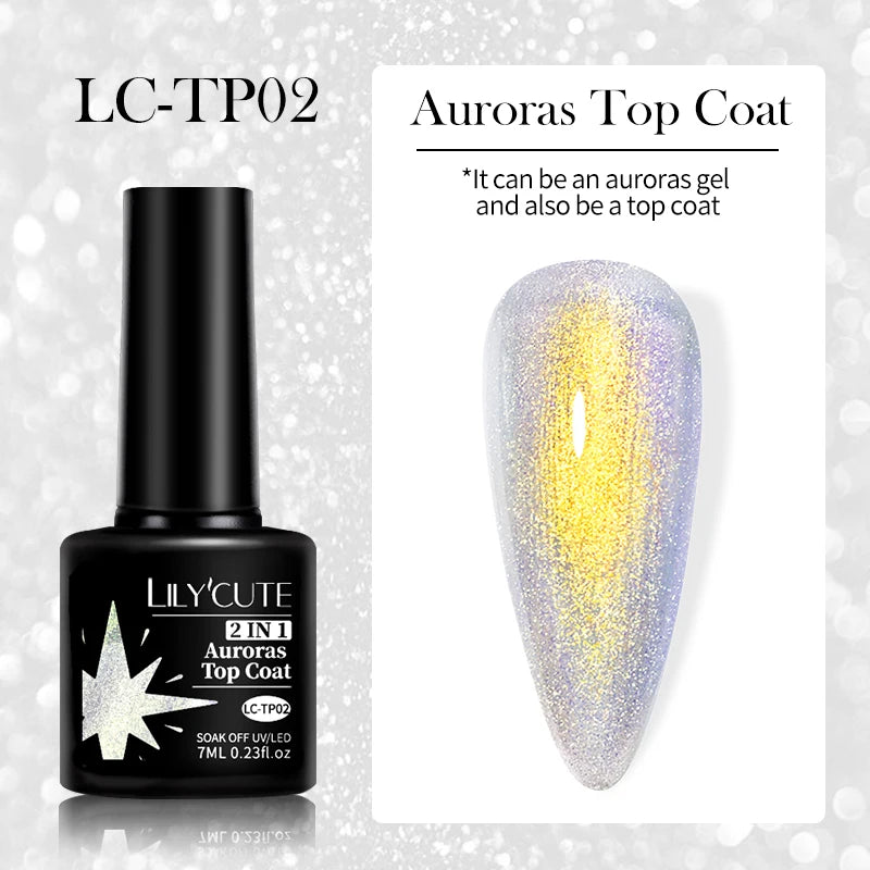 LILYCUTE 7ml No-Wipe Top Coat & UV Base Gel - Semi-Permanent Soak-Off Nail Manicure