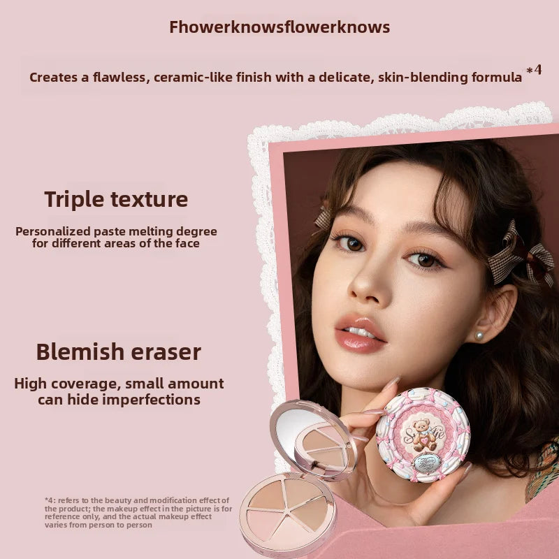 Flower Knows Sweetie Bear 4-Color Concealer Palette - Brightening Full Coverage