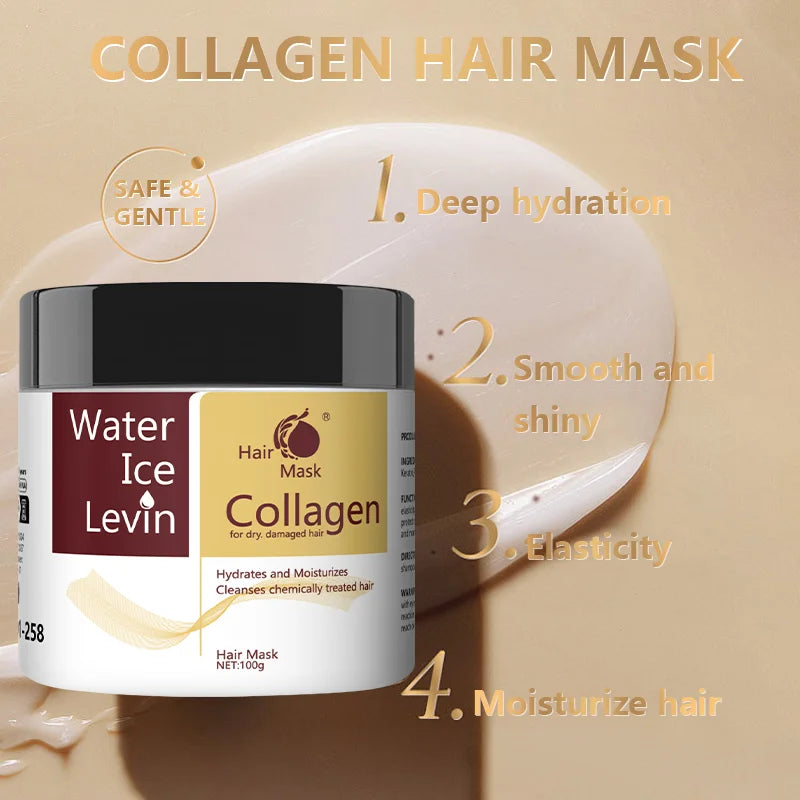 Collagen & Hyaluronic Acid Hair Mask - 100g Keratin Repair for Dry Damaged Hair