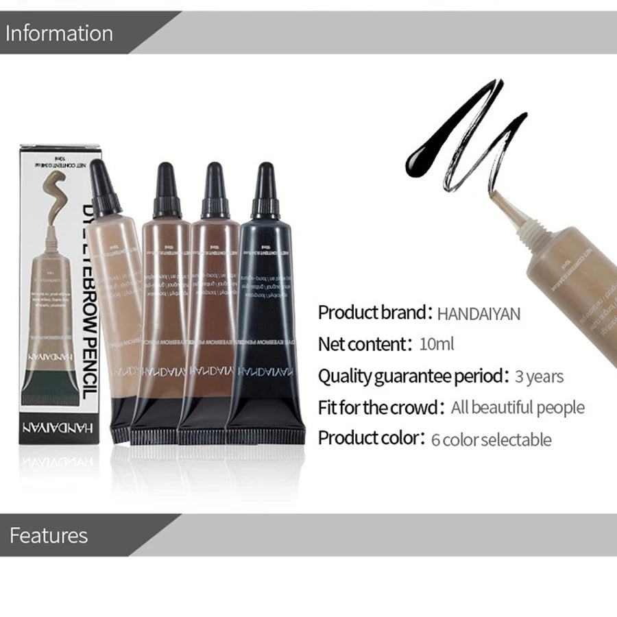 Handaiyan 10ml Tinted Eyebrow Cream Gel - Waterproof Natural, 6 Colors