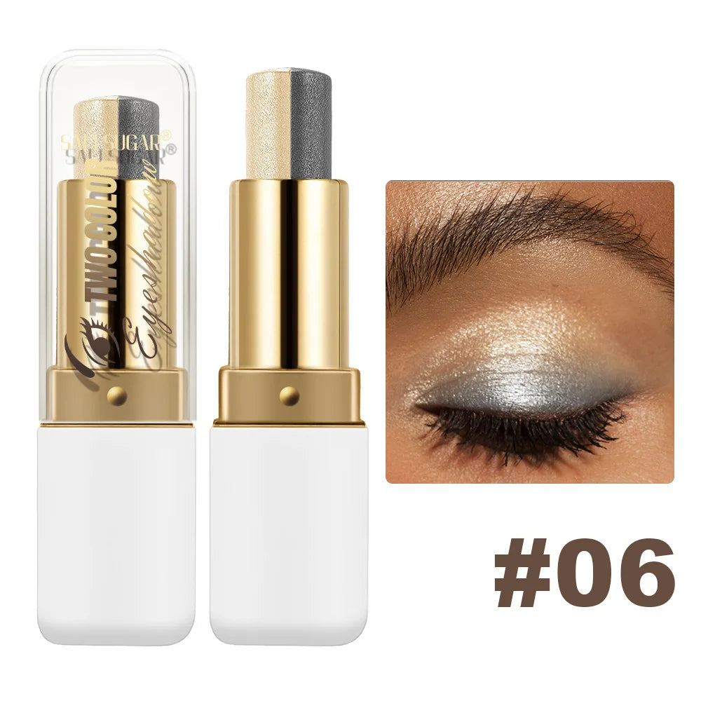 Double Color Eyeshadow Stick - Glitter Shimmer & Metallic Highlight Duo