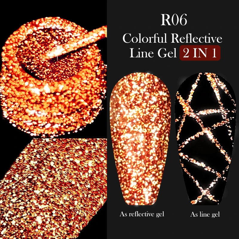 LILYCUTE 5ml Metallic Gold & Silver Mirror Liner Gel - Super Bright French Nail Art