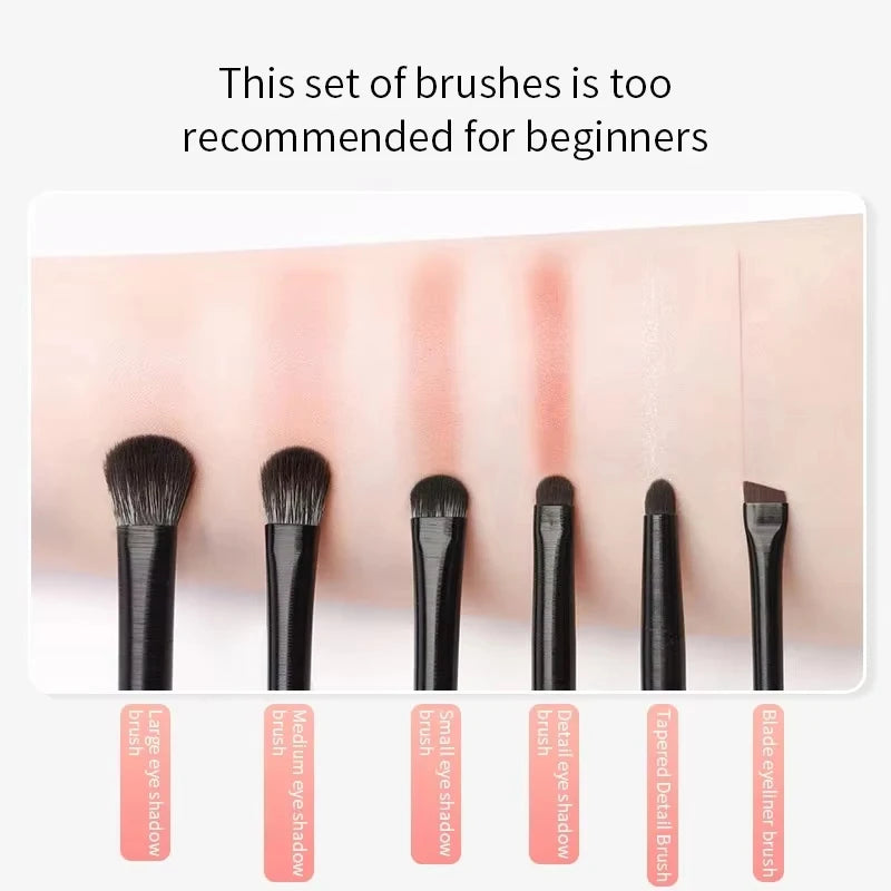 Liplns 6-Piece Professional Eye Makeup Brush Set - Soft Contour & Detail Eyeshadow
