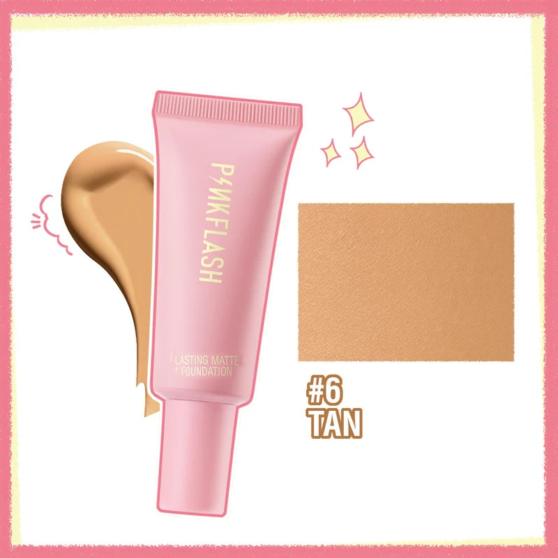 PINKFLASH Full Coverage Matte Foundation - Smooth Oil-Control Natural Look