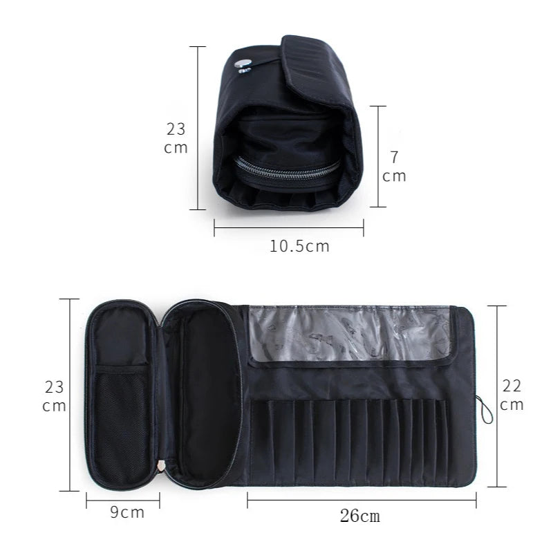 Macroupta Waterproof Nylon Rolling Makeup Brush Organiser - Fold & Travel Case