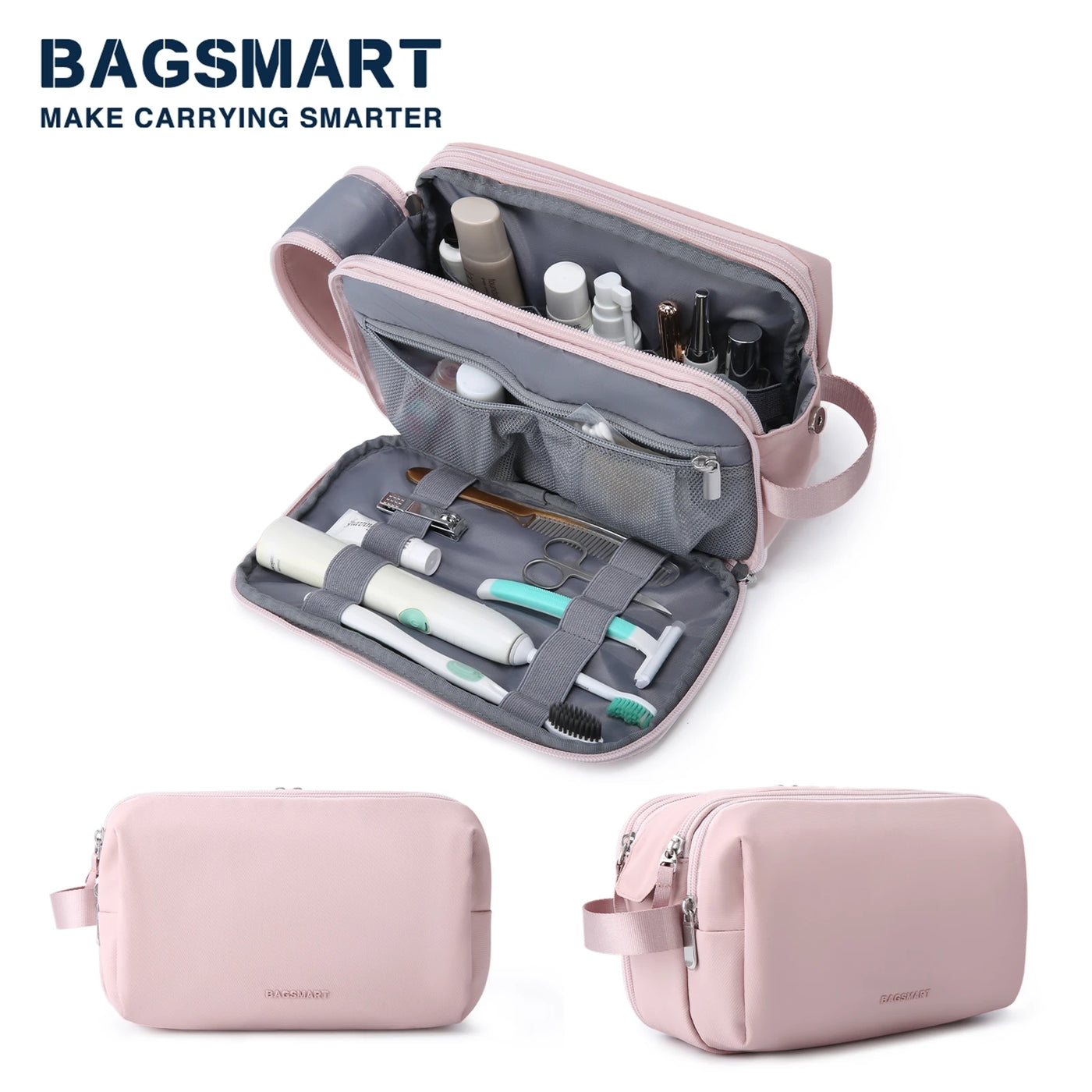 BAGSMART Waterproof Travel Dopp Kit - Lightweight Toiletries & Cosmetic Bag for Men & Women