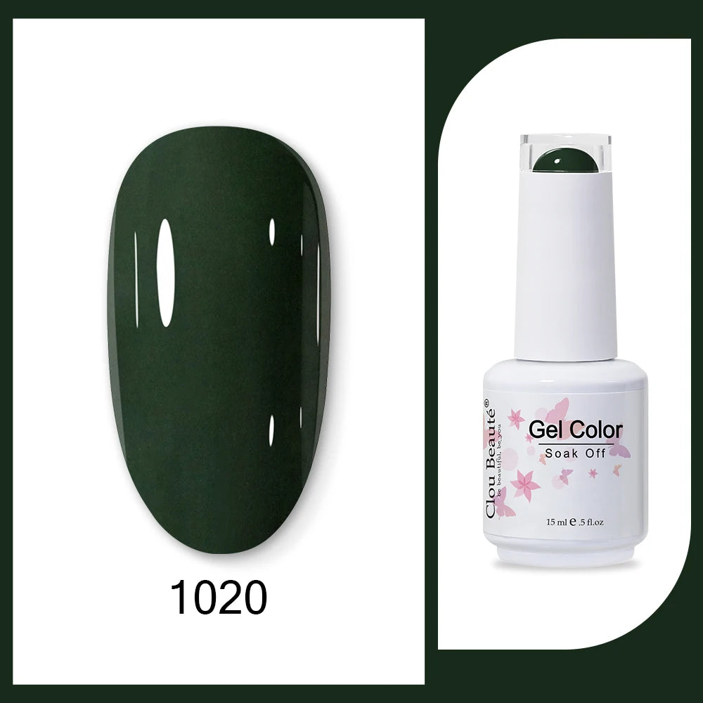 Clou Beaute 15ml HEMA & TPO Free Gel Polish - Army Green Organic Semi-Permanent Nail Art