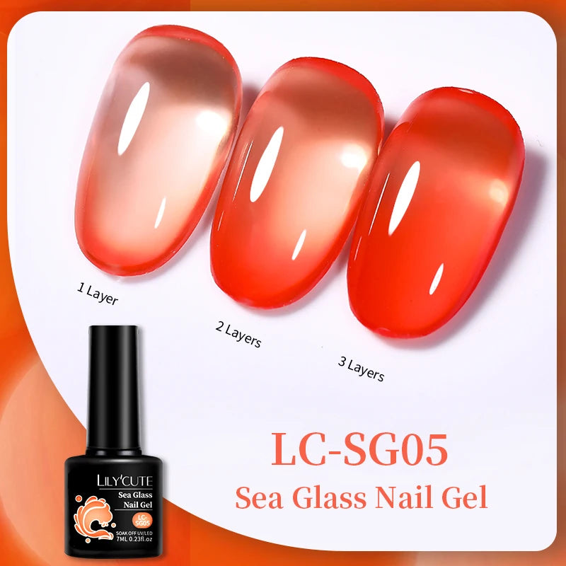 LILYCUTE 7ml Jelly Amber Dark Bloom Leopard Gel Polish - Semi-Permanent UV Nail Art
