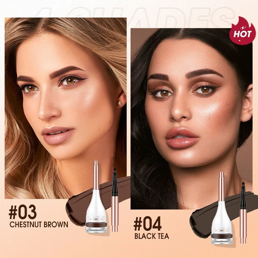 O.TWO.O Eyebrow Pomade Brow Gel - Natural Waterproof Sculpted Tint with Brush